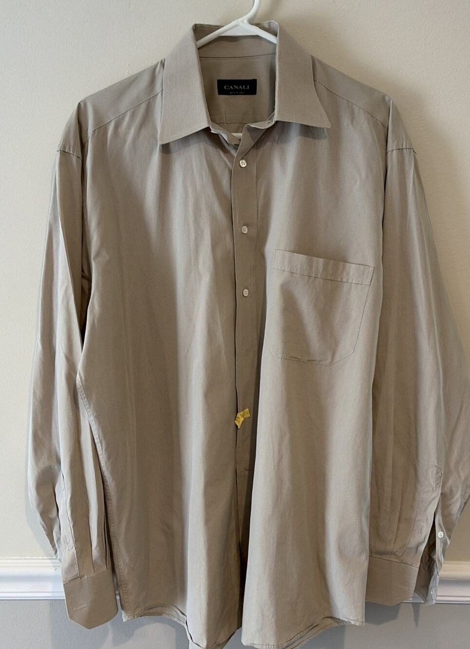 Canali Regular Fit Check Dress Shirt tan Button-Down 16.5 42